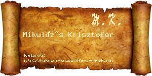 Mikulás Krisztofer névjegykártya